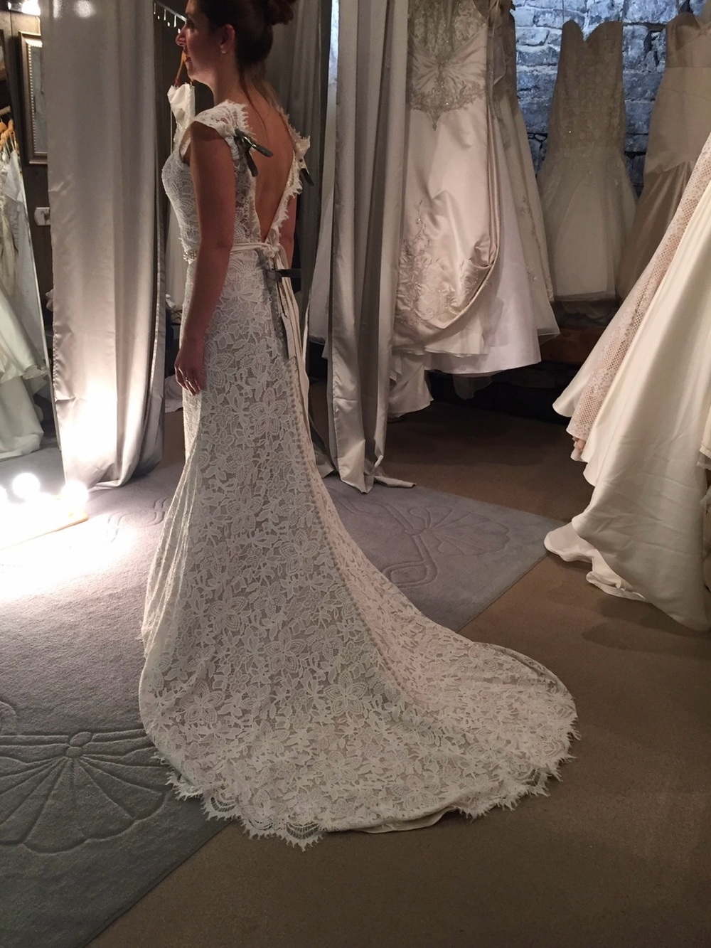 Lace Cap-Sleeve Bridal Gown in White